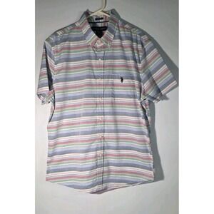 U.S  Polo‎ ASSN Slim Fit Stretch Size L Multicolor Striped Shirt Classic Look